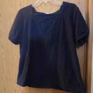 Liz Claiborne Dark Blue Textured Short-Sleeve Sweater, Size XL